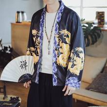 Camisetas a la moda para hombre, Kimono, cárdigan, Yukata, Haori, Kimono, kárate, ropa tradicional japonesa, verano, 2019, FF2422 2024 - compra barato