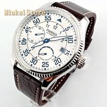 Parnis 45mm top dos homens relógios mecânicos prata caso mostrador branco data power reserve gaivota movimento automático de Pulso relógio 2024 - compre barato