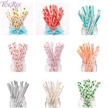 FENGRISE 25pcs Paper Straws Baby Birthday Party Decoration Kids Flamingo Wedding Event Party Supplies Creative Mixed Colors 2024 - buy cheap