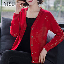 YISU 2021 Spring Women Cardigan V-Neck Buttons Horse pattern Spring tops All-match Female Long sleeve Casual Knitted Cardigan 2024 - buy cheap