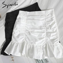 Syiwidii High Waist White Ruffles Mini Skirts Women Folds Zipper A-Line Unicolor 2021 Summer Clothes Korean Fashion New Mermaid 2024 - buy cheap