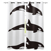 Темные черно-белые шторы в виде пятен с дельфином, занавески на окна, занавески на окна, шторы для спальни, декор детской комнаты 2024 - купить недорого