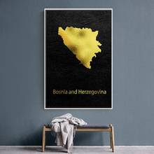 Mapa de ouro arte da bósnia pintura em tela parede quadros da arte impressão casa decoração da parede cartaz da sala estar quadro 2024 - compre barato