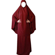 Conjunto de roupa de oração muçulmano, 2 peças, feminino, hijab abaya, vestido maxi khimar burqa, roupa árabe aérea suspensa 2024 - compre barato