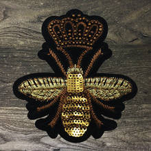 Emblemas de lantejoulas bordadas de alta qualidade, 2 peças, patches de abelhas para costura, decoração de roupas, mochila, sapato, acessórios de aplique 2024 - compre barato