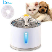 Fuente de agua automática para mascotas, bebedero silencioso con iluminación LED, 5 filtros, 2,4 L, USB 2024 - compra barato
