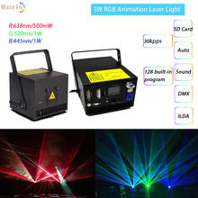 RGB Laser Light 3w Disco Laser 3Watt RGB Animation Laser Stage Light Analog 30k ILDA DMX512/Sound/Auto/SD lazer event disco dj 2024 - buy cheap