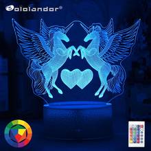 2021 Newest Remote Or Touch Control 3D LED Night Light Unicorn Shaped Table Desk Lamp Xmas Home Decoration Lovely Gifts For Kids 2024 - buy cheap