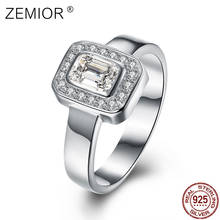 ZEMIOR-Anillos simples para mujer, joyería de plata de ley 925, reloj geométrico, anillo cuadrado de circonia cúbica, regalo de cumpleaños a novia 2024 - compra barato
