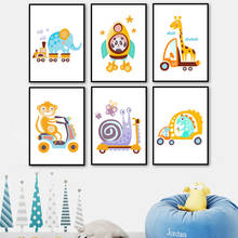 Pôster de parede infantil, desenho animado, cidade, elefante, girafa, viveiro, arte impressa, tela, pintura, nórdico, decoração de quarto de bebê 2024 - compre barato