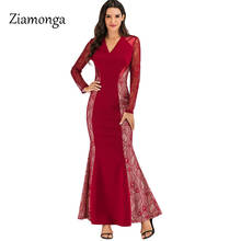 Ziamonga-Vestido largo de encaje con retazos para mujer, traje Sexy de malla, elegante, a la moda 2024 - compra barato