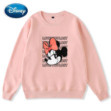 Disney chique moda minnie mouse letras de desenhos animados estampa harajuku unissex casais blusa de manga comprida 8 cores feminina 2024 - compre barato