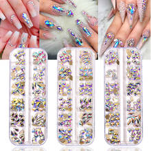 120pcs Mix Shapes K9 Non Hot Fix Rhinestones Glittering Nail Art Rhinestones Crystal Strass Flatback  Nail Art Decoration B1301 2024 - buy cheap