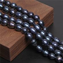 Cuentas de perlas negras de 7-8mm de 14 ", perlas naturales de patata de agua dulce, cuentas sueltas para hacer pulseras y collares de mujer 2024 - compra barato