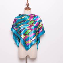 90*90cm Wave Diamond Geometric Pattern Women's Silk Scarf All-match Square Scarf 2024 - buy cheap