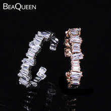 BeaQueen Famous Designer Rectangle AAA Cubic Zirconia Crystals Baguette Ring Rose Gold Color Tibetan Jewelry for Women R035 2024 - buy cheap
