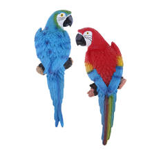 2x loro realista pájaro de resina Animal 31cm aspecto azul Derecho + aspecto rojo izquierda 2024 - compra barato
