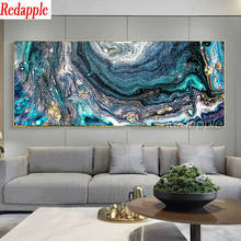 Pintura de diamante abstracto, decoración grande de pared de color azul, bordado de diamantes completo, Cuadrado y Redondo, pintura de mosaico 2024 - compra barato