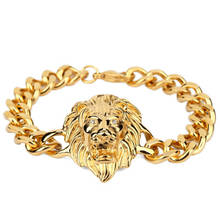 Модные ювелирные изделия Хип-хоп голова льва браслет для женщин и мужчин золото серебро сплав браслет аксессуары 2024 - купить недорого