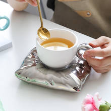 Xícara de café com pires em cerâmica, conjunto nórdico criativo de porcelana com pegador, para o café da manhã, leite e escritório 2024 - compre barato