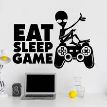 Eat Sleep Game Decal Game Wall Decal Gamer Gifts Sticker Vinyl Decor Video Game Gameroom Joystick Pattern Fine Decor Mural LL680 2024 - buy cheap