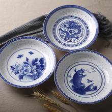 Jingdezhen prato de jantar cerâmico vintage, azul e branco, porcelana, louças, bolo, macarrão 2024 - compre barato