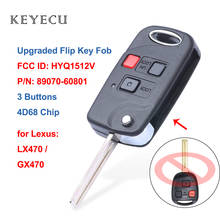 Keyecu Upgraded Flip Folding Remote Car Key Fob 3 Buttons 4D68 Chip for Lexus LX470 GX470 FCC ID: HYQ1512V P/N: 89070-60801 2024 - buy cheap