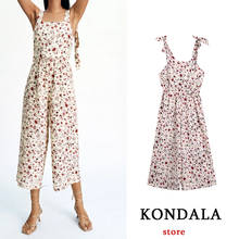 KONDALA Women Playsuits Za Fashion 2021 Summer Streetwear Printed Suspender Jumpsuit Sleeveless Bodysuit Female Skinny Rompers 2024 - buy cheap