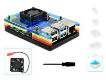 Waveshare Colorful Rainbow Acrylic Case for Raspberry Pi 4, with Cooling Fan,dust resistance, good heat spreading 2024 - buy cheap
