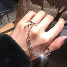 Винтажное кольцо в стиле хип-хоп, панк, серебряное металлическое кольцо с крестом, цепь, регулируемые кольца для мужчин и женщин вечерние ювелирные изделия, подарки 2024 - купить недорого