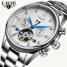 LIGE Luxury Automatic Mechanical Men Watch Classic Business Watch Men Tourbillon Waterproof Man Wristwatch Relogio Masculino+Box 2024 - buy cheap
