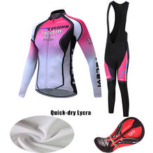 Conjunto de roupa de ciclismo feminina, camisa de manga longa de lycra para bicicleta de estrada, conjunto de roupas de ciclismo para mulheres, kit de vestido de moda para outono 2021 2024 - compre barato
