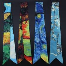 100*5cm New Van Gogh Oil Painting Printing Thin Strip Narrow Ribbon Tie Bag Handle Silk Scarf Hair Band Neckerchief 2024 - buy cheap