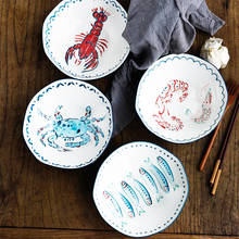 Jswwork-cuenco de Ramen de cerámica de estilo japonés para ensalada, fideos, fruta, sopa, platos de cena para comida, vajilla de cocina china 2024 - compra barato