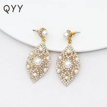 QYY Fashion Pearl Crystal Women  Earrings Bride Bridesmaids Dangle Earrings Wedding Jewelry Accessories 2024 - buy cheap