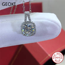 Geoki Passed Diamond Test 925 Sterling Silver Perfect Cut 1 Ct D Color VVS1 Square Moissanite Pendant Necklace Chain for Women 2024 - buy cheap