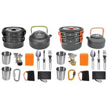 Hot Sale Outdoor Tableware Skillful Manufacture Outdoor Camping Hiking Cookware Cooking Pan+Fry Pan+Kettle+Spoon Fork+Cup+Knife 2024 - buy cheap