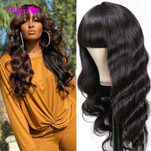 YISEA-pelucas de cabello humano brasileño con flequillo para mujeres negras, pelo ondulado de Color Natural, 8-28 pulgadas 2024 - compra barato