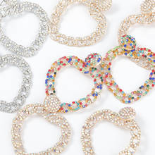 JIJIAWENAHU New Trend Rhinestone Multicolor Love Heart Shape women's Dinner Party Fashion Statement Earrings Accessories 2024 - buy cheap