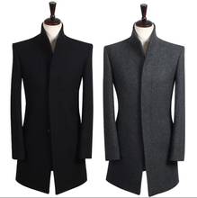 woolen coat mens british style teens Men's winter coat stand Collar black Brand essence Single-breasted mens pea coat S - 9XL 2024 - buy cheap