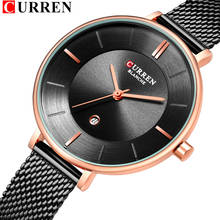 CURREN-Reloj de pulsera con movimiento de cuarzo japonés para mujer, sencillo, resistente al agua, de malla de acero inoxidable de oro rosa, femenino 2024 - compra barato