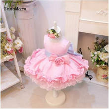 Vestido de princesa rosa para niña, bautizo, primer cumpleaños, regalo para recién nacido, tutú infantil 2024 - compra barato