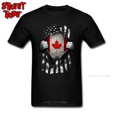 Мужская футболка канадский американский флаг США Канада 100% хлопок Уникальные футболки для дня рождения молодой футболки 3D Ретро Уличная одежда черные топы 2024 - купить недорого