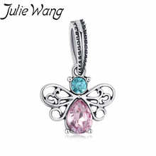 Julie wang 5 pçs borboleta grânulo encantos strass liga de zinco pulseira & pulseiras colar jóias fazendo acessório 2024 - compre barato