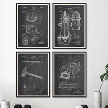 Fireman Gifts Firefighter Patent Vintage Canvas Posters and Prints Firefighter Fire Truck Black White Pictures Wall Art Painting 2024 - buy cheap