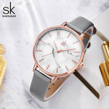 Relógio de pulso feminino shengke, relógio clássico simples de ouro rosa de quartzo para mulheres 2024 - compre barato