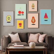 Pósteres e impresiones nórdicos de personajes de dibujos animados Papaya de frutas tropicales, arte de pared, pintura en lienzo, imágenes de pared para decoración de sala de estar 2024 - compra barato