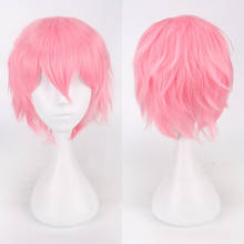 Short pink Cosplay Wig anime Halloween Party Man's Layered Synthetic Hair 30 cm/13.8inches short pink red burgundy wigs for men 2024 - buy cheap