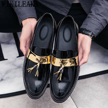 Sapatos masculinos de couro, mocassins com borla, sapatos clássicos italianos, elegantes para homens, oxford, sepatu de enfiar, pria 2024 - compre barato