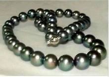 Высшее качество AAA 10-11 мм натуральный таитянский Павлин зеленый жемчуг ожерелье 18 дюймов 2024 - купить недорого